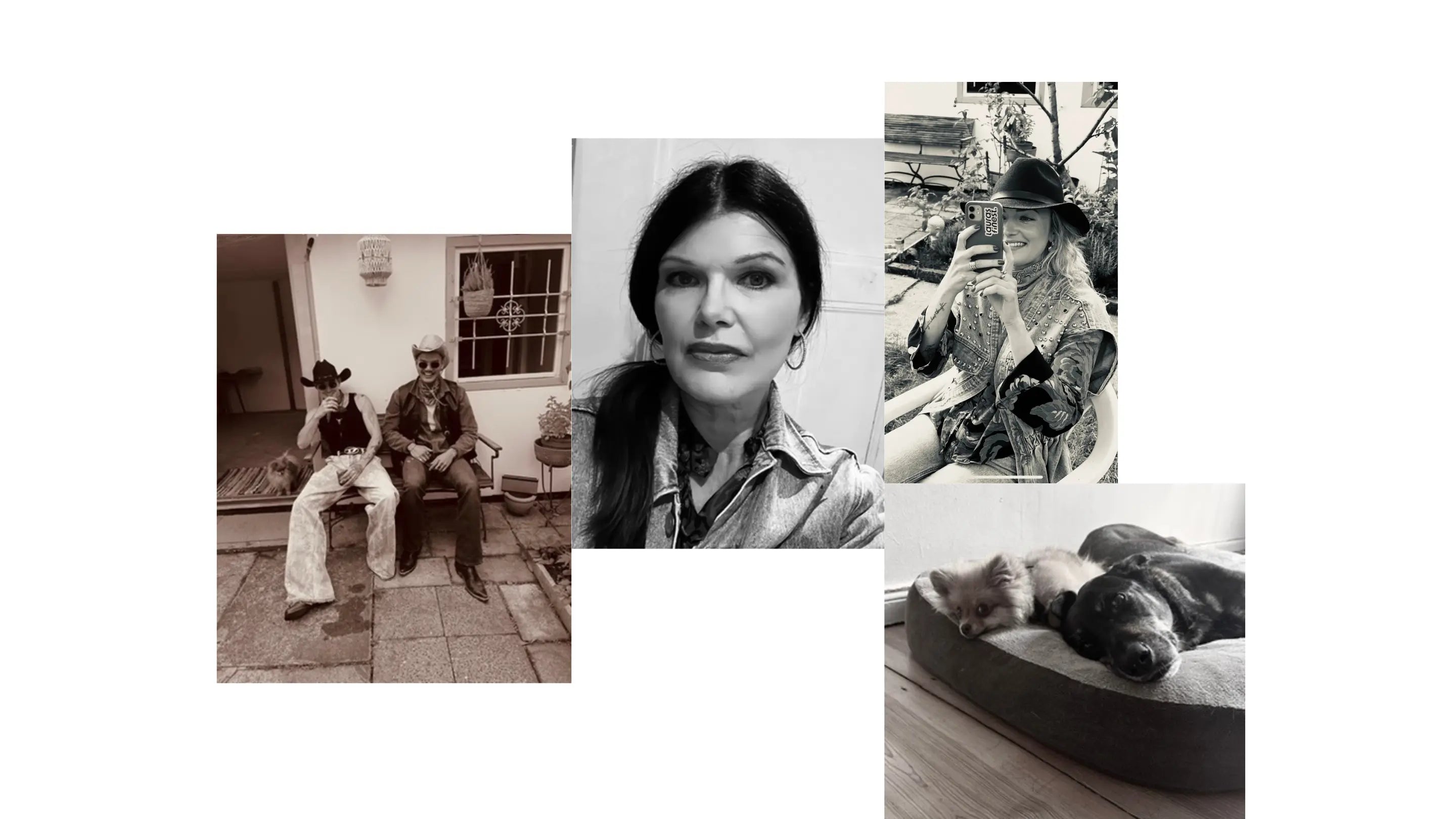 Zwei Männer mit Cowboyhüten, 2 Frauen und zwei Hunde, das Team SUNNY BERLIN