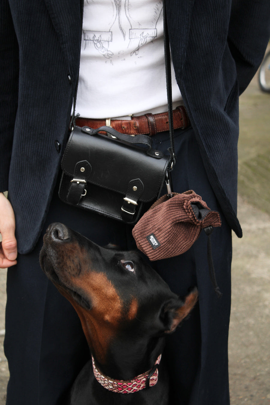 Dobermann trägt ein Hundehalsband mit Ethno Muster von SUNNY BERLIN 