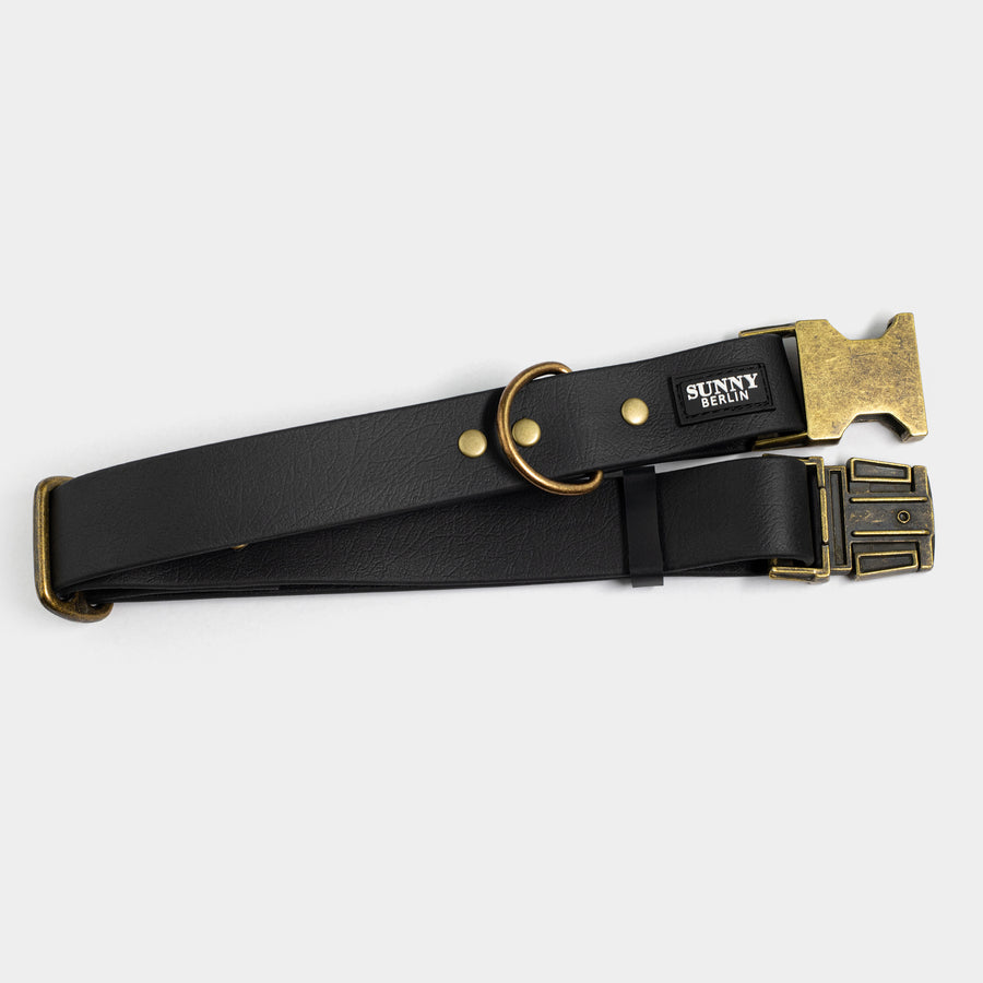 Hundehalsband aus Biothane in schwarz von SUNNY BERLIN im Vintage Look