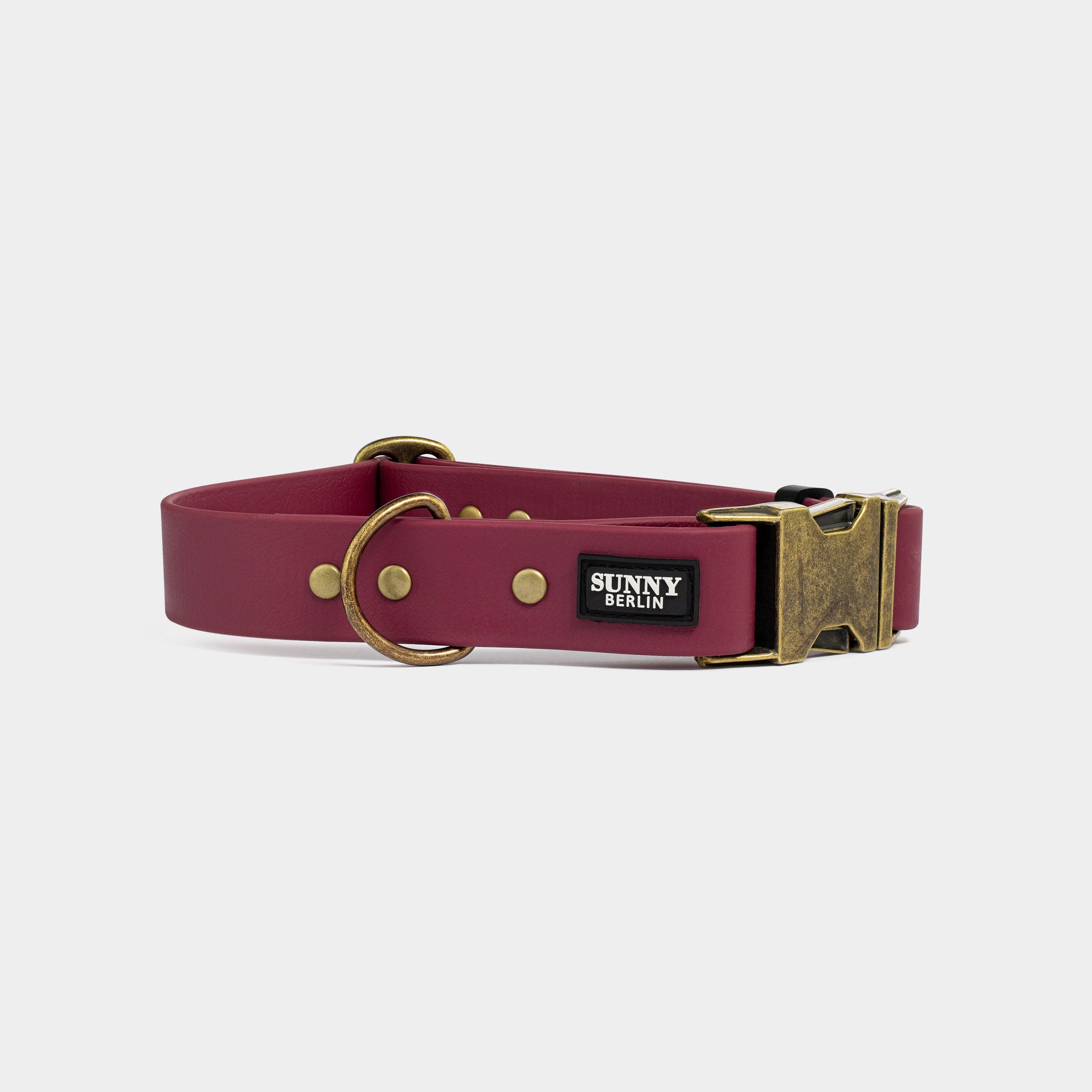 Hundehalsband aus Biothane in weinrot, im Vintage Look, von SUNNY BERLIN