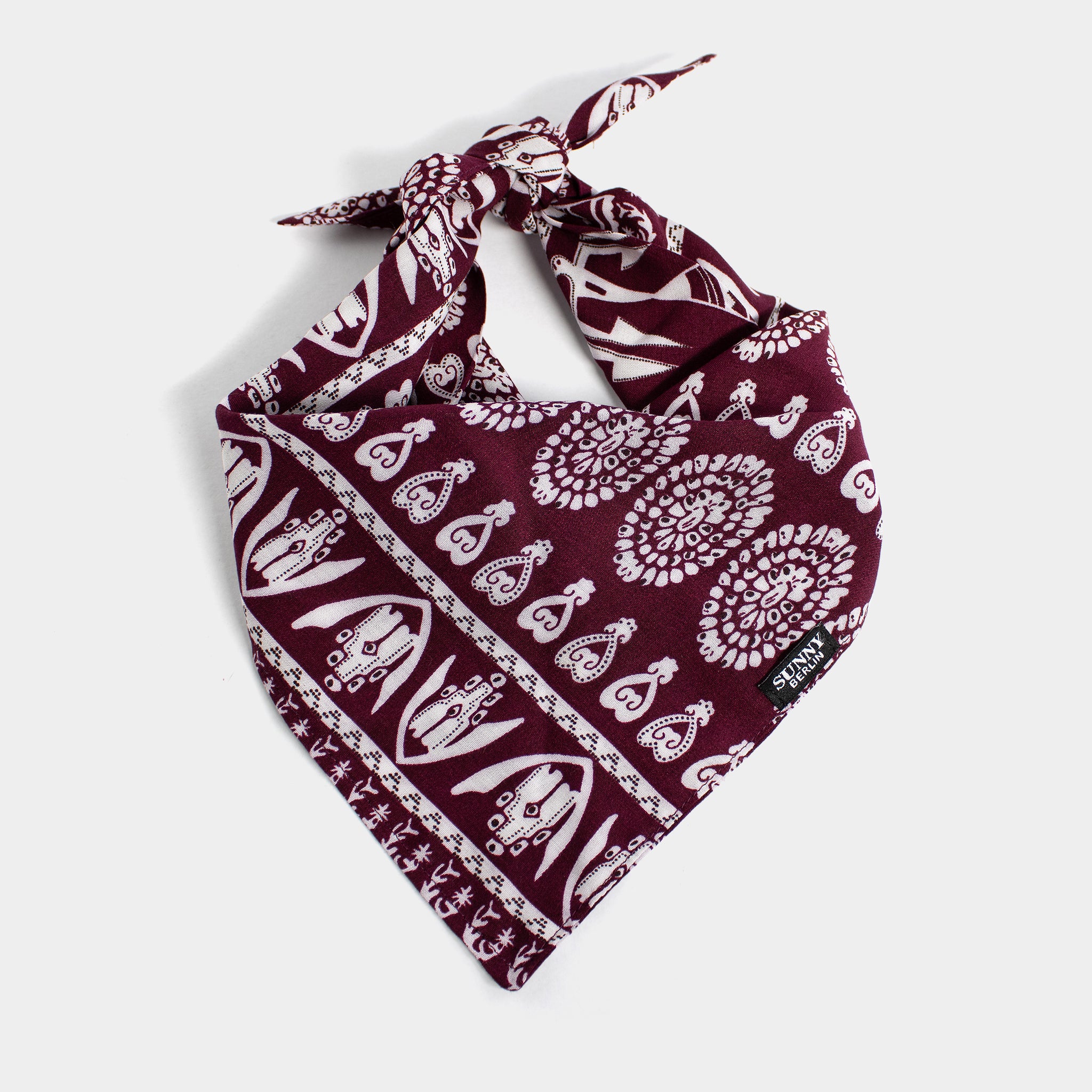 Hundehalstuch mit Aztekenmuster in Aubergine von SUNNY BERLIN