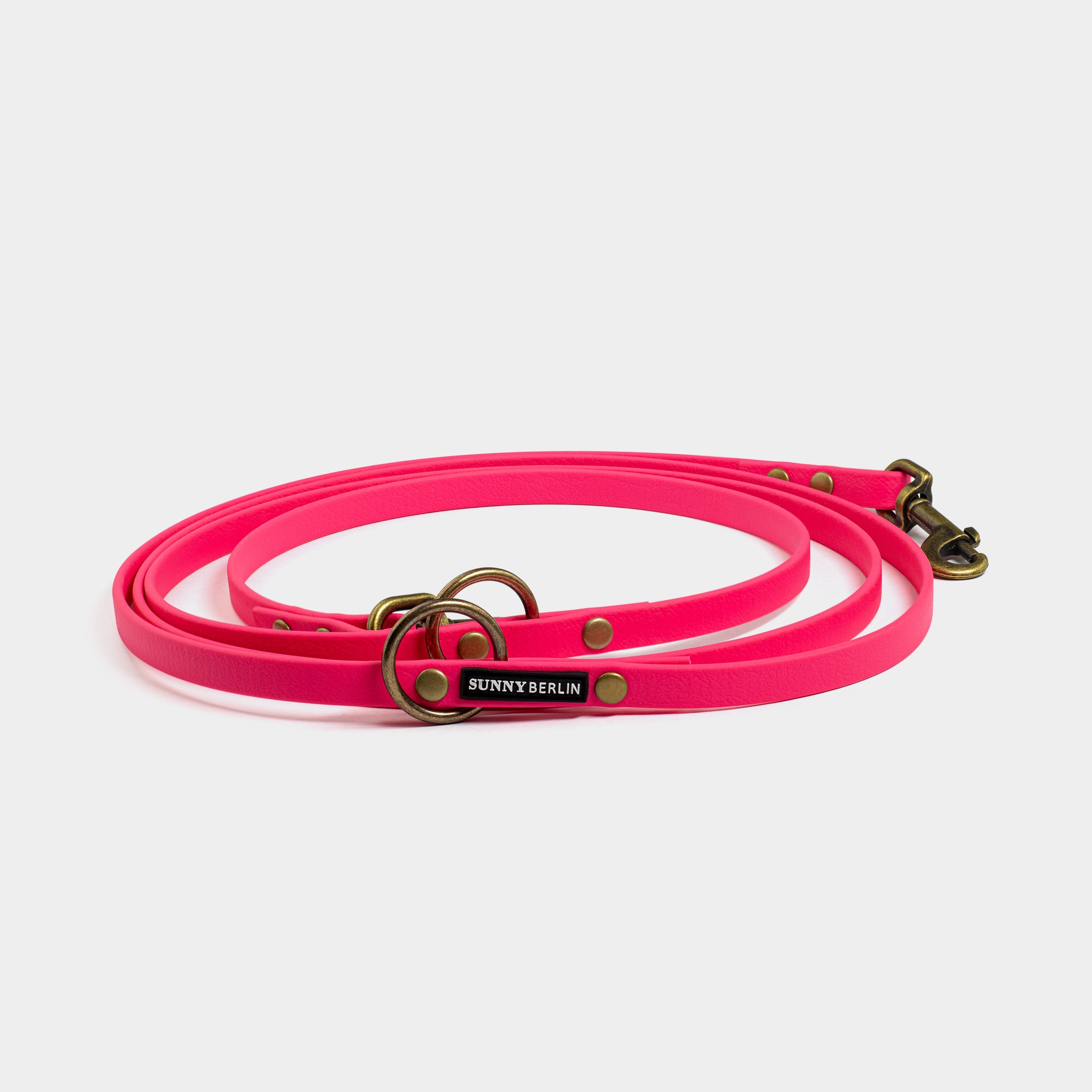Schmale Hundeleine aus Biothane in pink von SUNNY BERLIN im Vintage Look