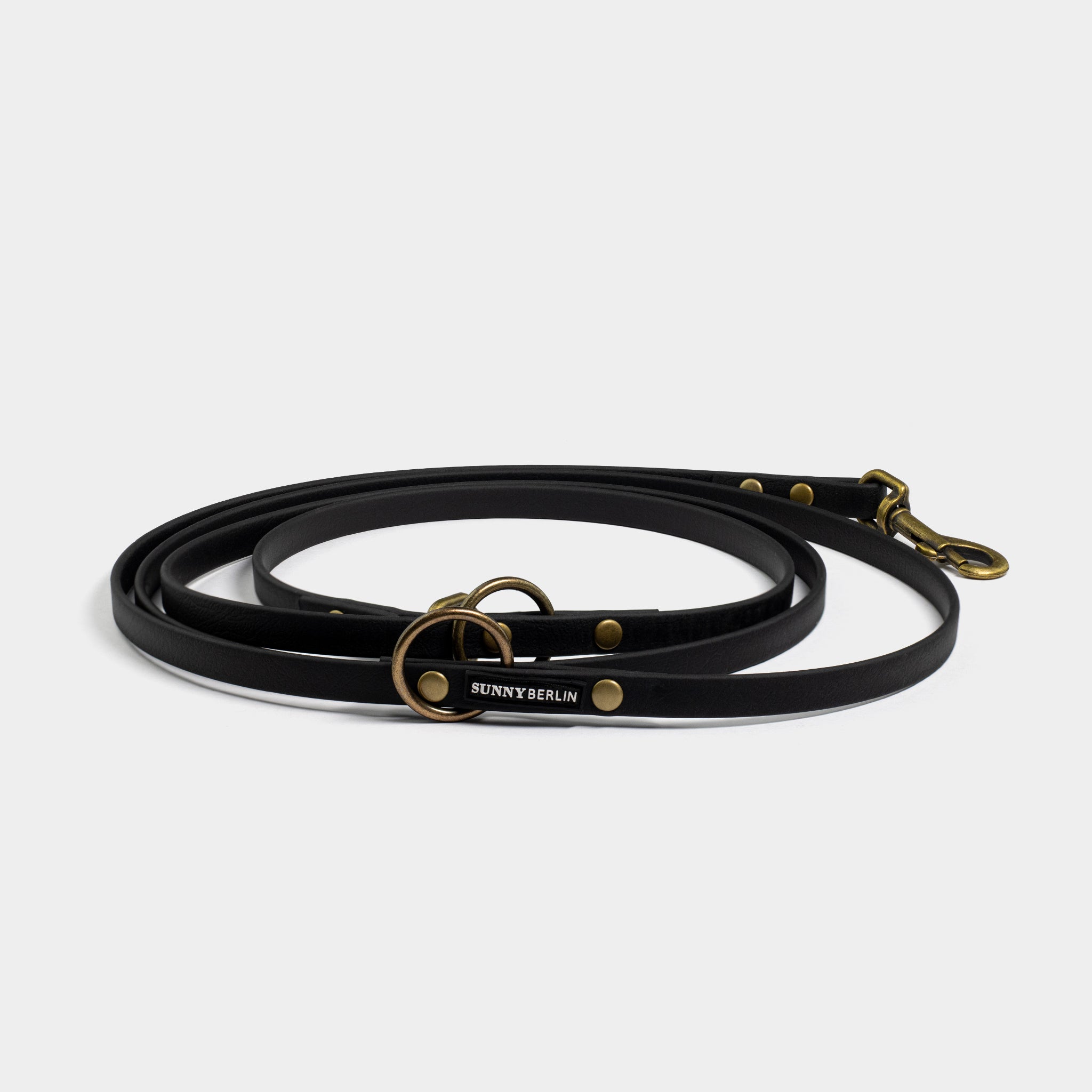 Schmale Hundeleine aus Biothane in Schwarz von SUNNY BERLIN im Vintage Look