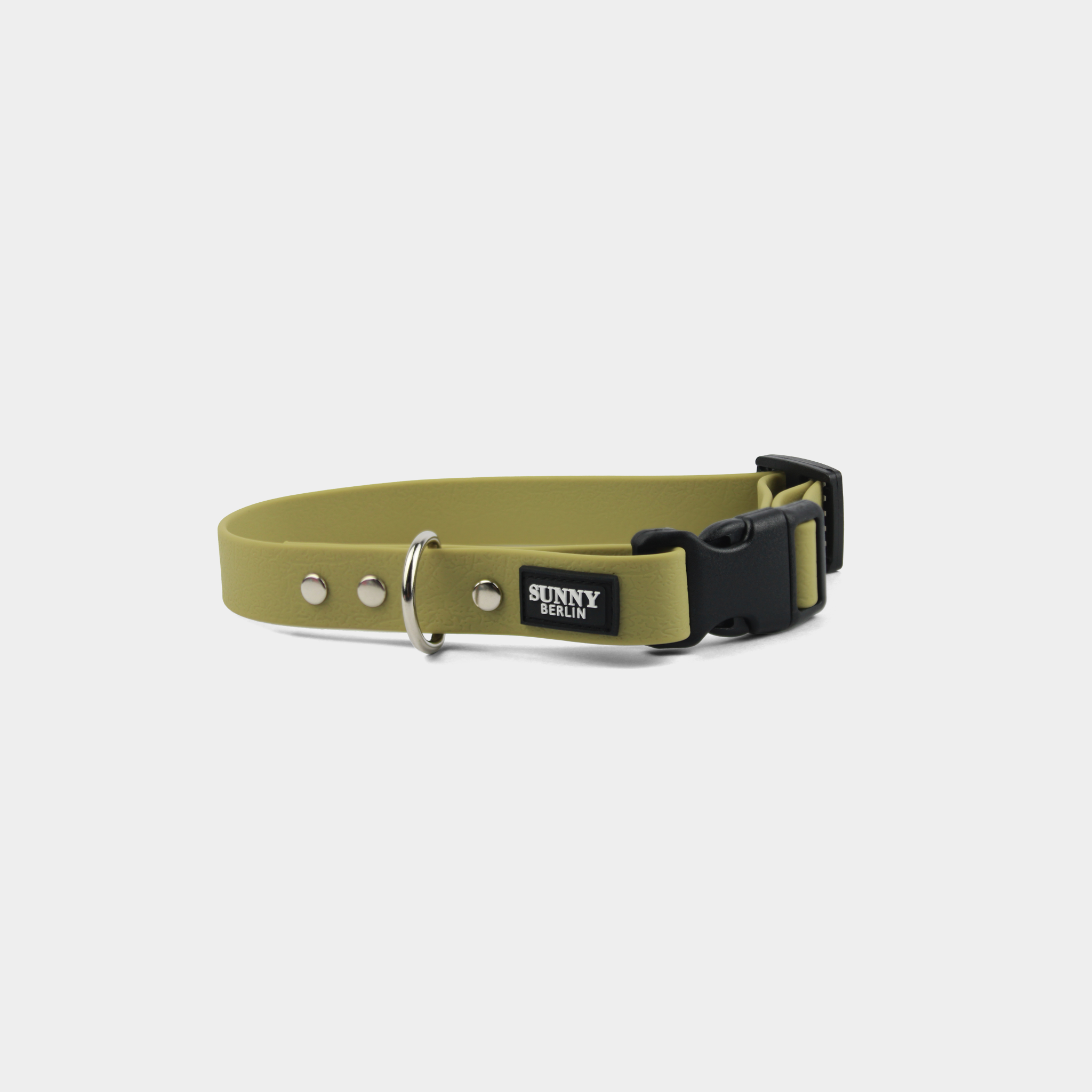 Olivfarbenes Hundehalsband mit schwarzer Schließe