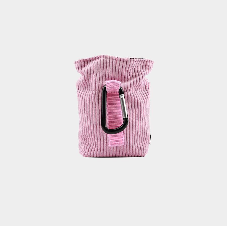 Leckerlibeutel für Hunde in rosa aus Cord von Sunny Berlin. Karabiner in schwarz.
