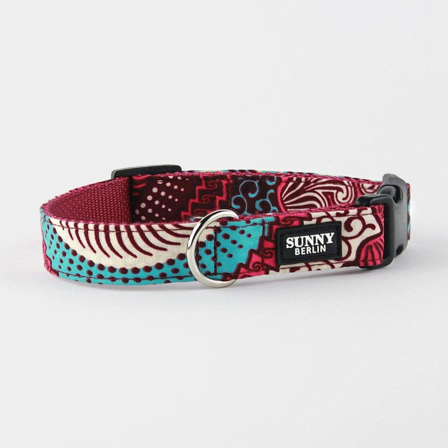 Hundehalsband Ethnodesign –buntes Muster in Rot, Türkis und weiß – SUNNY BERLIN