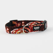 Hundehalsband mit Paisleymuster  in Schwarz und Rottönen – SUNNY BERLIN