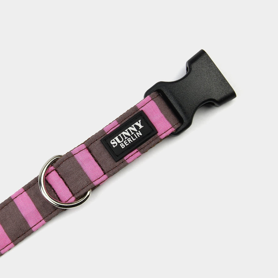 Detail: Verschluss an Hundehalsband mit Streifen Muster in Braun und Rosa – SUNNY BERLIN