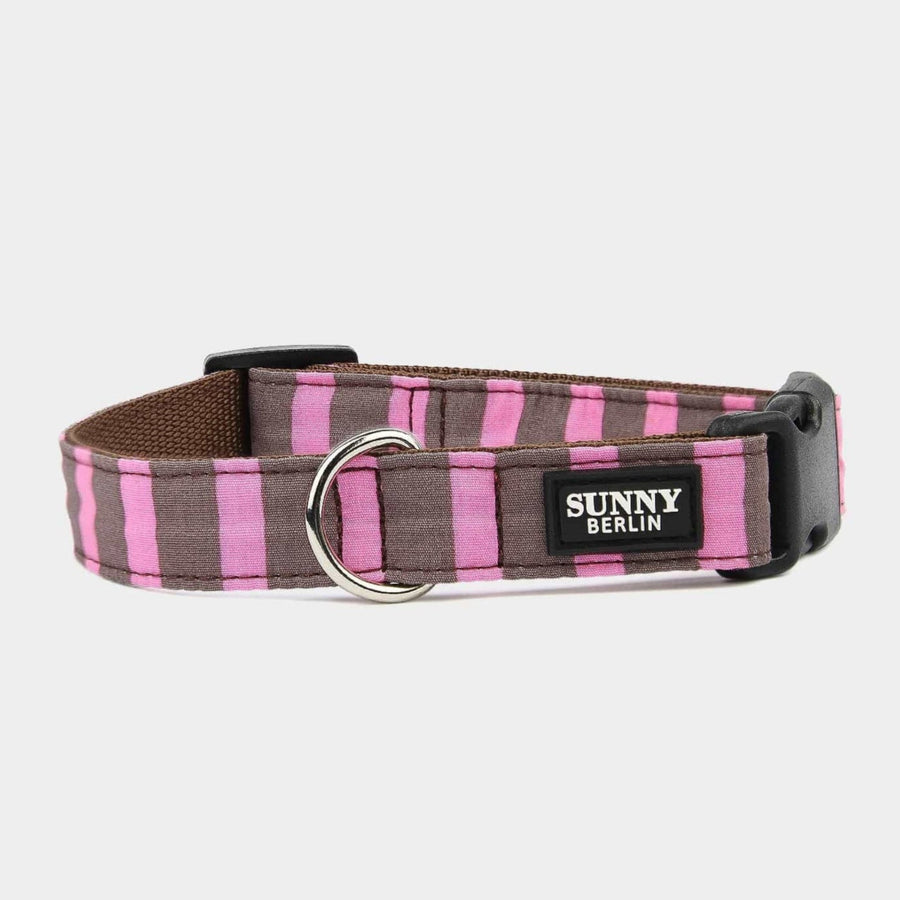 Hundehalsband mit Streifenmuster in Braun und Rosa – SUNNY BERLIN